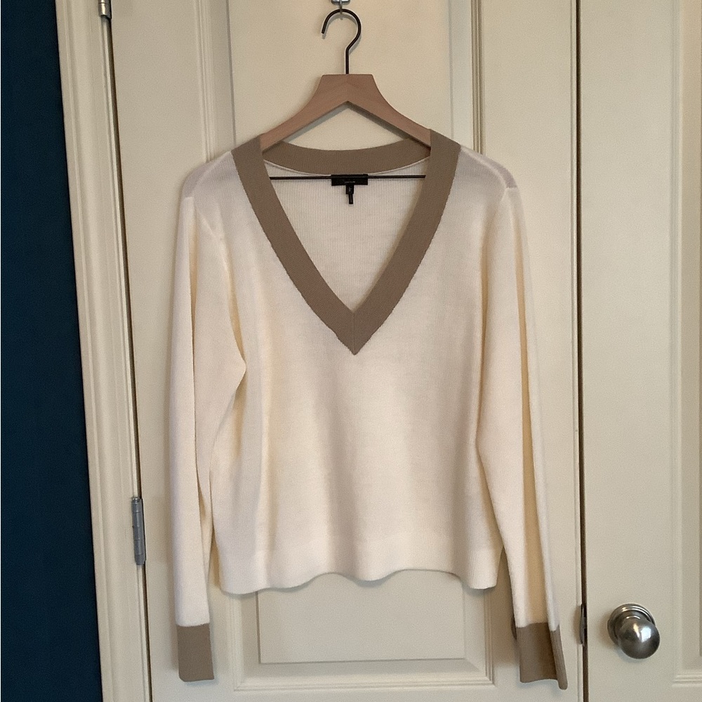 Rag & Bone Merino Wool Contrast Trim Sweater Size Large